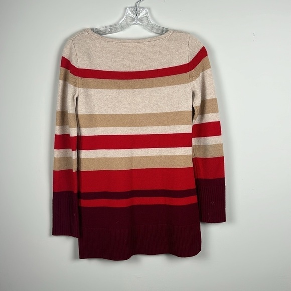 Athleta Cashmere Lodge Sweater Chianti Stripe Red Tan Women XXS - Picture 8 of 12